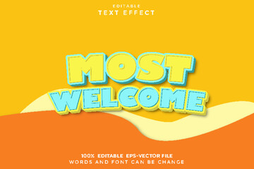 Most Welcome Editable Text Effect 3D Cartoon Cute Style