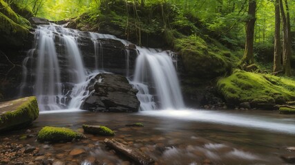 Obraz premium a waterfall in a forest