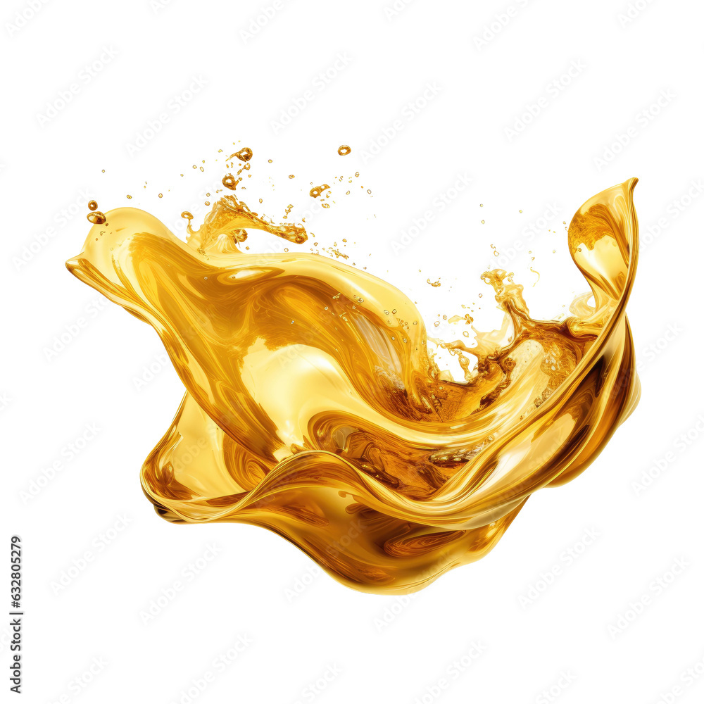 Canvas Prints molten gold liquid splash frozen in an abstract futuristic 3d texture isolated on a transparent back
