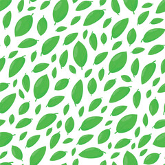 Seamless pattern of green leaves on a white background.falling leaves background suitable for go green events and natural style products etc