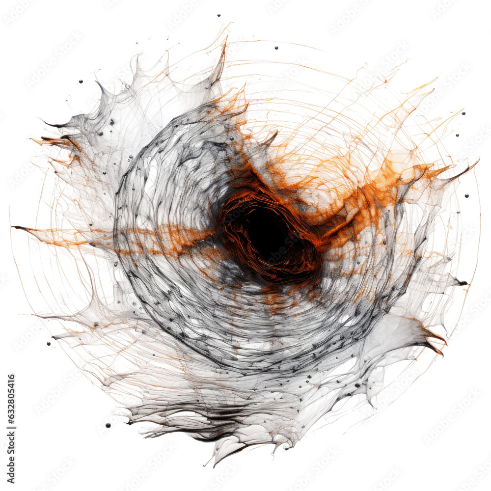 Wall mural molten magnetic fields frozen in an abstract futuristic 3d texture isolated on a transparent backgro