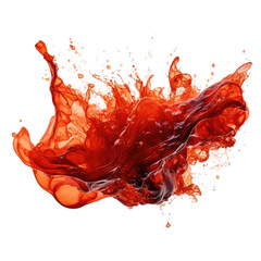 liquid dark red splash frozen in an abstract futuristic 3d texture isolated on a transparent background, generative ai