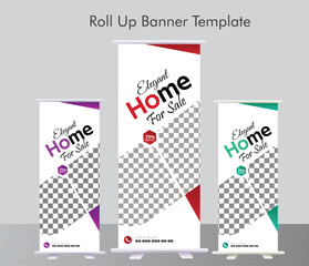 elegant home for sale real estate roll up standee banner template,elegant home advertisting roll up banner template,