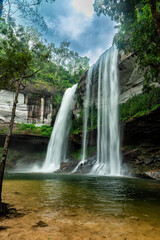 Fototapeta na wymiar Huai Luang or Bak Teo Waterfall at Phu Chong Na Yoi National Park, Ubonratchathani Thailand.