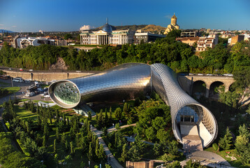 Rhike Park Music Theatre and Exhibition Hall in Tbilisi, Georgia. - obrazy, fototapety, plakaty