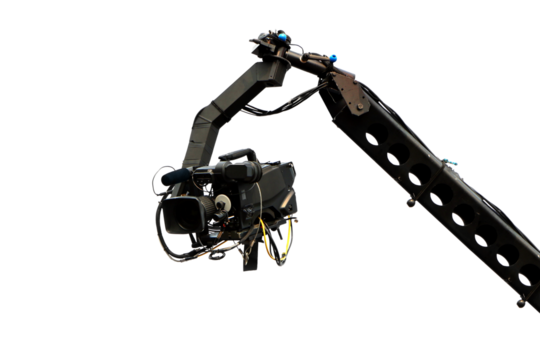 Video camera on crane shooting