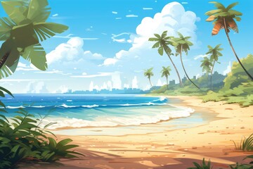 beach with palm trees