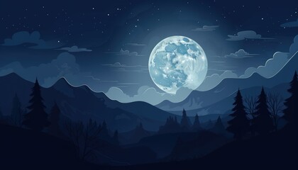 Naklejka na ściany i meble moon over the mountains