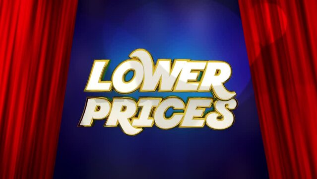 Lower Prices Red Curtains Spotlights Sale Discount Special Deal Offer 3d Animation