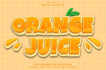 Orange Juice Editable Text Effect 3D Cartoon Style