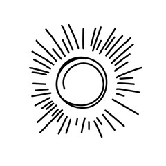 Hand drawn firework. Star burst. Sunburst doodle icon. Hand drawn explosion frame. 