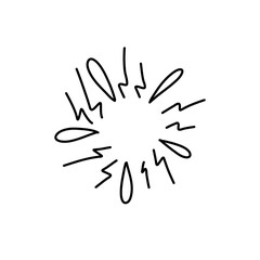 Hand drawn firework. Star burst. Sunburst doodle icon. Hand drawn explosion frame. 