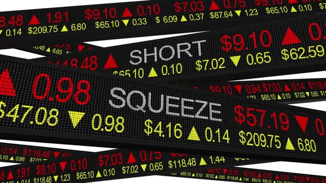Short Squeeze Stock Market Share Prices Increase Sell Make Money 3d Animation