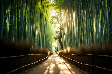 Naklejka premium 京都嵐山の竹林