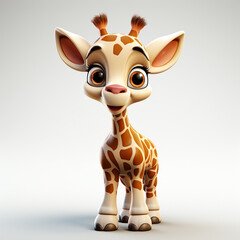 3d cute giraffe cartoon white background © avivmuzi
