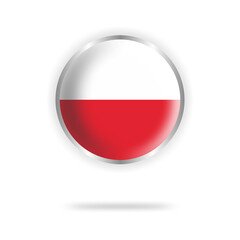 Poland flag circle design with transparent background silver frame
