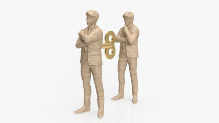 The man with wind up for business on white background concept 3d rendering