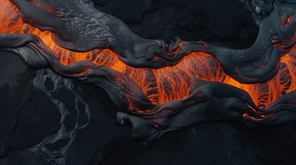 Schilderijen op glas black volcanic lava texture © Astanna Media