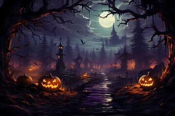 scary spooky halloween season, monster skull and crossbones halloween witch with pumpkin, halloween and October background