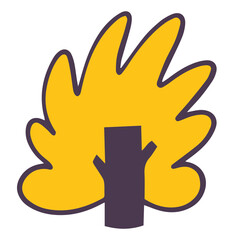 Obraz premium Yellow tree in autumn season cartoon style