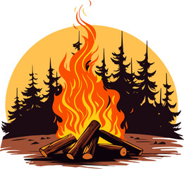Camp fire illustration