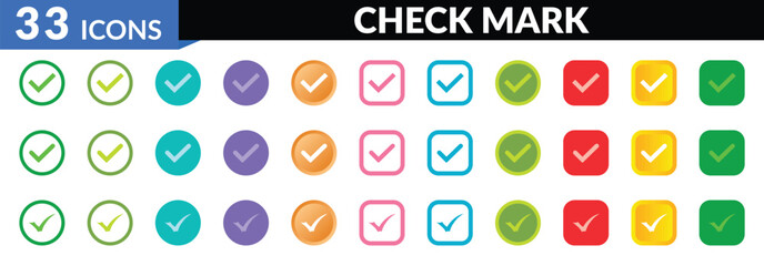 Check mark colorful icons collection. Check mark colorful button - Vector .
