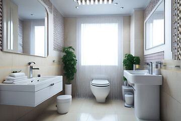 Elegant Contemporary Bathroom Interior With Shower