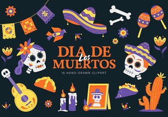 Dia De Los Muertos Vector Illustrations Set