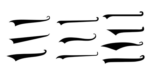 Set of lettering tails, embellishments, collegiate, old school.
