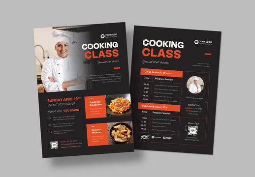 Cooking Class Flyer Layout with Event Schedule