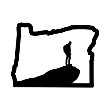 oregon silhouette hiker on cliff clip art preview