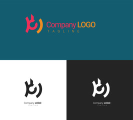 KCJ letter logo concept with geometric style. Abstract design built from sound. Creative minimal monochrome monogram symbol. Modern vector element emblem.