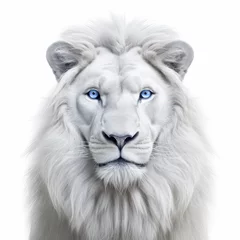 Gordijnen lion head isolated on white © Astanna Media
