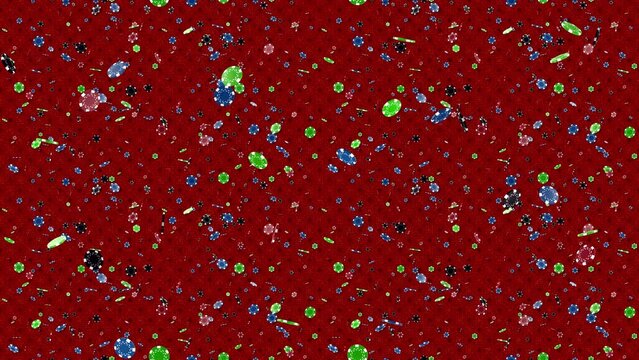 Chips Background (Multi on Red) LOOP-TILE. This footage is loopable and tileable and can create an infinite seamless background texture.