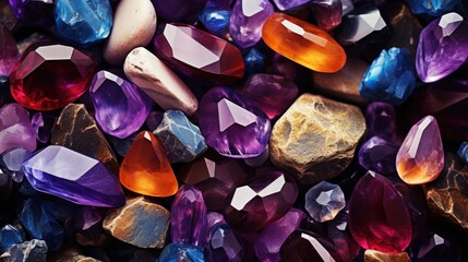 Close-up Jewels, mineral gems and crystals background.