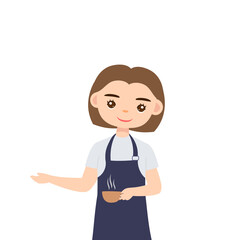 woman barista character serving a cup of coffee