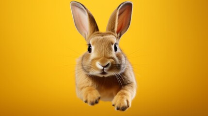 Photo of a curious brown rabbit looking directly at the camera created with Generative AI technology