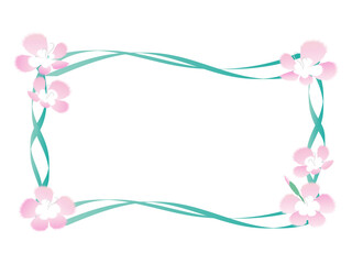 撫子、花、植物、可愛い、自然、可憐、かわいい、秋の七草、花びら、葉、枠、リボン、フレーム、イラスト、ベクター