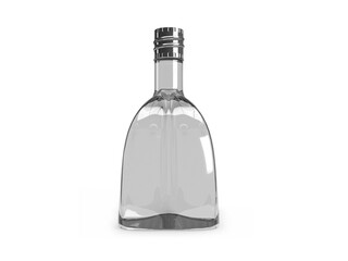 Curved Glass Bottle 3D Illustration Mockup Scene
