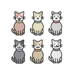 シンプルな猫のイラストセット