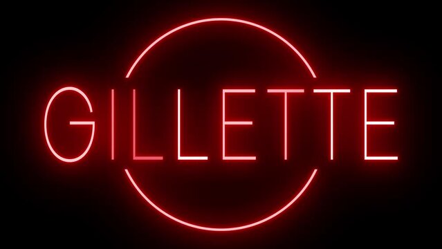 Red flickering and blinking animated neon sign for the city of Gillette