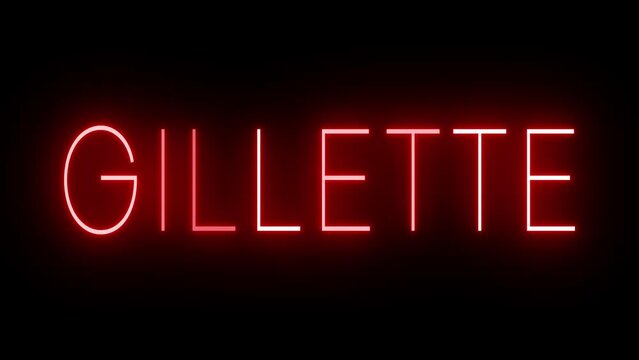 Red flickering and blinking animated neon sign for the city of Gillette