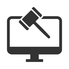 Vector illustration of computer law icon in dark color and transparent background(png).