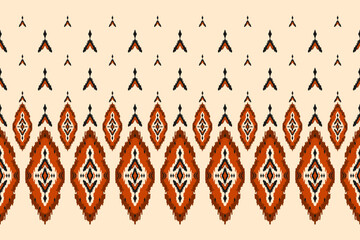 Ethnic ikat seamless pattern in tribal. Aztec geometric ethnic ornament print. Ikat pattern style. Design for background, wallpaper, illustration, fabric, clothing, carpet, textile, batik, embroidery.