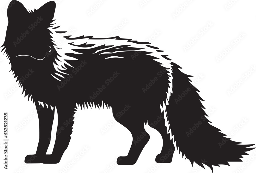 Wall mural Arctic Fox vector silhouette illustration