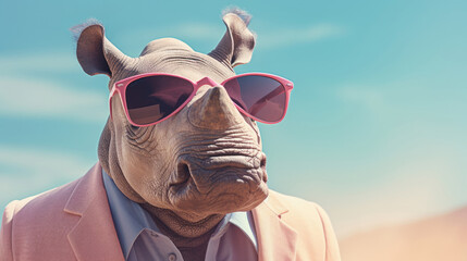 Portrait of Animal in fashion with pastel color background