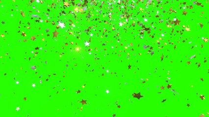 million gold and silver star objects confetti falling animation on the greenback.