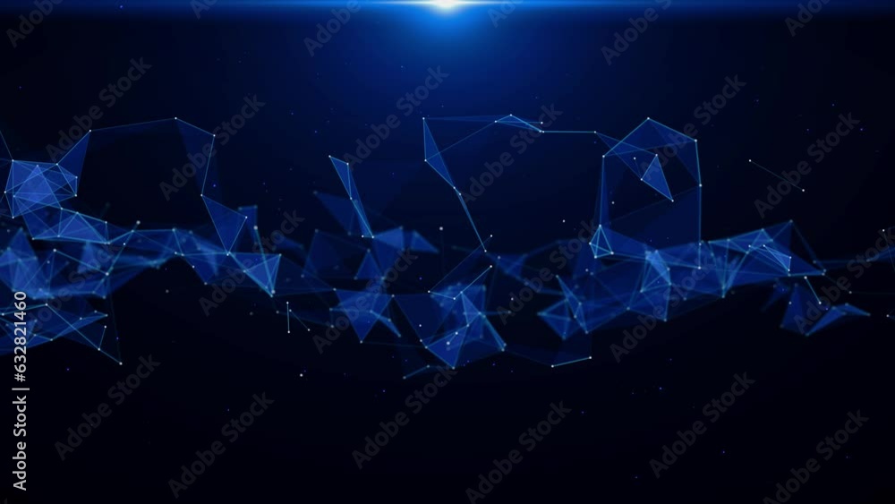 Poster 4k 3d abstract technology futuristic blue communications background glow plexus particle connection 