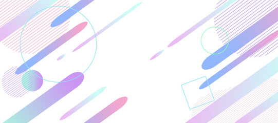 カラフルな幾何学模様の背景イラスト　ジオメトリック　グラデーション　メンフィス