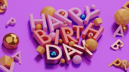 Creative and professional 3d typography designs for Happy Birthday poster
